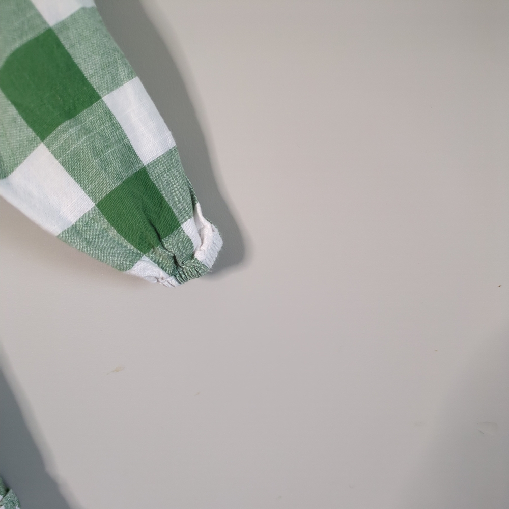 RuffleButts Long Sleeve Smocked Ruffle Hem Dress‎ Green White Plaid Size 4T - Picture 4 of 8